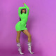 Summer fashion women's solid color round neck long-sleeved hip-lifting slim fit dress K21D04498