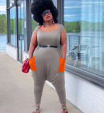 Fashion wide-leg casual plus size vest jumpsuit Y10011