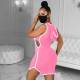 Fashion women's sexy casual print vest hat dress Q601