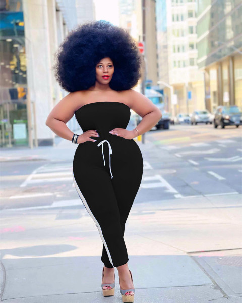 Sexy tube top solid color plus size jumpsuit H3720
