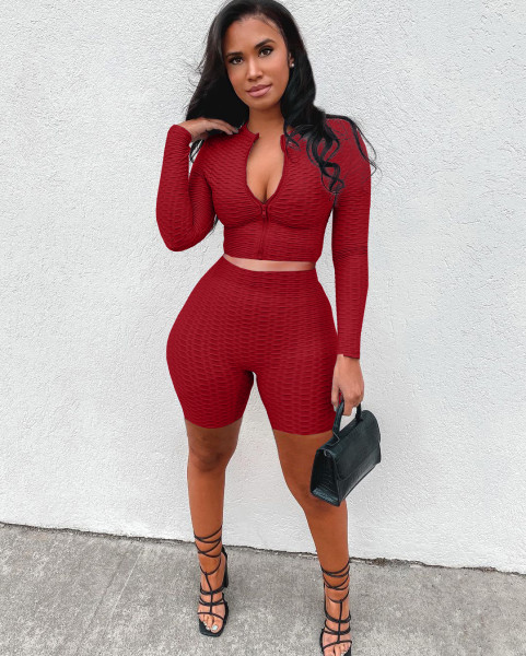 Leisure sports long-sleeved cardigan yoga two-piece suit L238