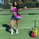 Fashion casual sexy tie-dye nightclub style slim-fit sports vest culottes two-piece suit H3708