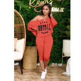Ladies Fashion Letter Printed Casual Two-Piece Shoulder Shorts H3668