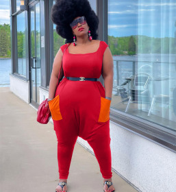 Fashion wide-leg casual plus size vest jumpsuit Y10011