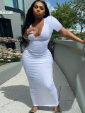 Fashionable Deep V Neck Sexy Dress Long Skirt H3718