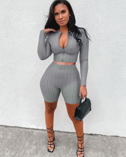 Leisure sports long-sleeved cardigan yoga two-piece suit L238