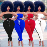 Sexy tube top solid color plus size jumpsuit H3720