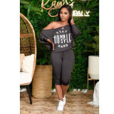 Ladies Fashion Letter Printed Casual Two-Piece Shoulder Shorts H3668