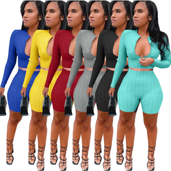 Leisure sports long-sleeved cardigan yoga two-piece suit L238