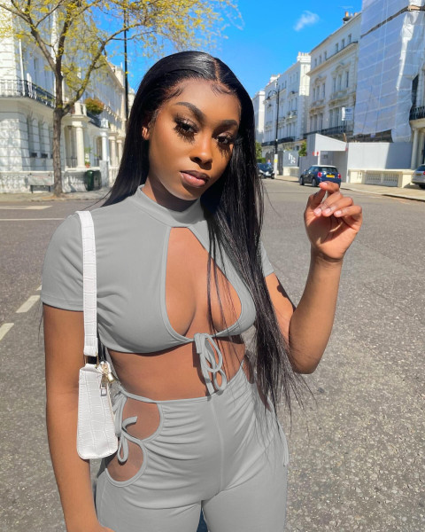 Sexy bare chest strap round neck casual nightclub two-piece suit Y10012