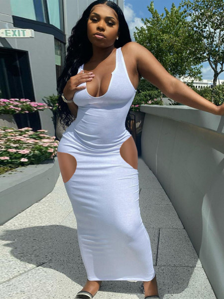 Camisole, deep V-neck, slim sexy long dress L240