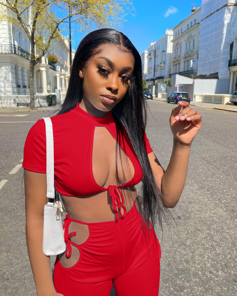 Sexy bare chest strap round neck casual nightclub two-piece suit Y10012