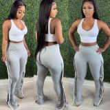Pure color edge striped sports casual pants trousers TC088