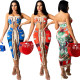 Two-piece fashion women's casual printed skirt suit Q77228