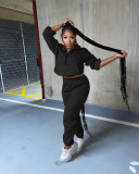 Women's solid color zipper sports suit fashion casual two-piece suit TC089