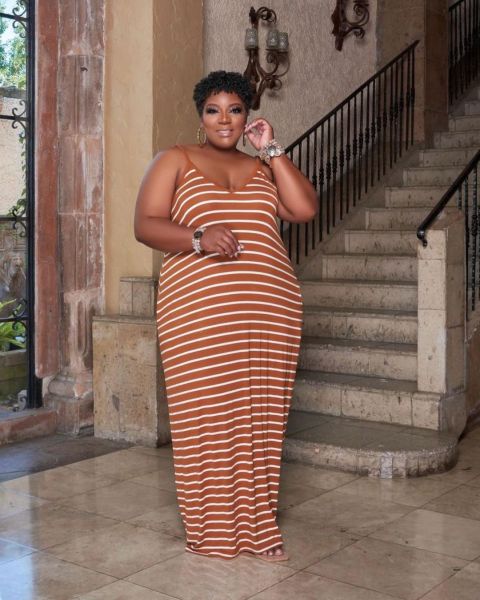 Striped print dress plus size women's clothing L-5XL home service TC087