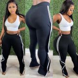 Pure color edge striped sports casual pants trousers TC088