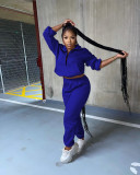 Women's solid color zipper sports suit fashion casual two-piece suit TC089
