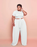 Plus size fat sister women's fashion casual sports mopping two-piece suit Q77233