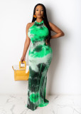 Women's colorful tie-dye fashion loose dress A5018