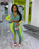 New fashion women's multi-color sports stitching casual trouser suit Q7091