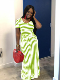Fashion women's colorful casual striped two-piece suit H5001