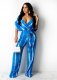 Ladies Tie Dye Loose V-Neck Wide Leg Pants Two-Piece Set L258
