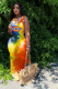 Women's tie-dye fashion casual loose dress Q77231