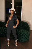 Solid color 4 pocket sexy short-sleeved trousers jumpsuit L247