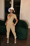 Solid color 4 pocket sexy short-sleeved trousers jumpsuit L247