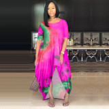 Women's color tie-dye fashion loose skirt multicolor dress Q7022