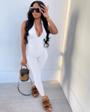 Hanging striped chest-wrapped strappy jumpsuit trousers L251