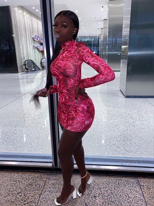 Women's pattern long-sleeved dress MG8047
