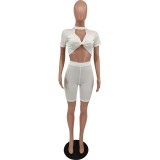 Fashion casual solid color pit strip suit XY8065