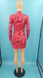 Women's pattern long-sleeved dress MG8047