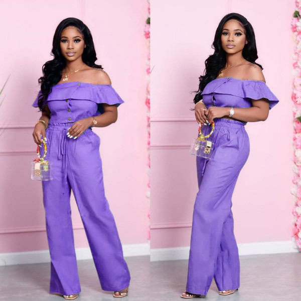 Two-piece denim with wide feet, loose high waist and chest wrap XY8036