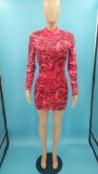 Women's pattern long-sleeved dress MG8047