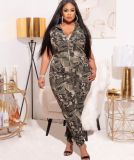 Fashion camouflage print green street hipster clothing European and American women's jumpsuit MY062