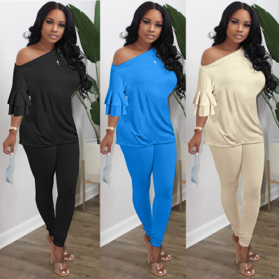 Women's flared sleeve loose suit XY8056