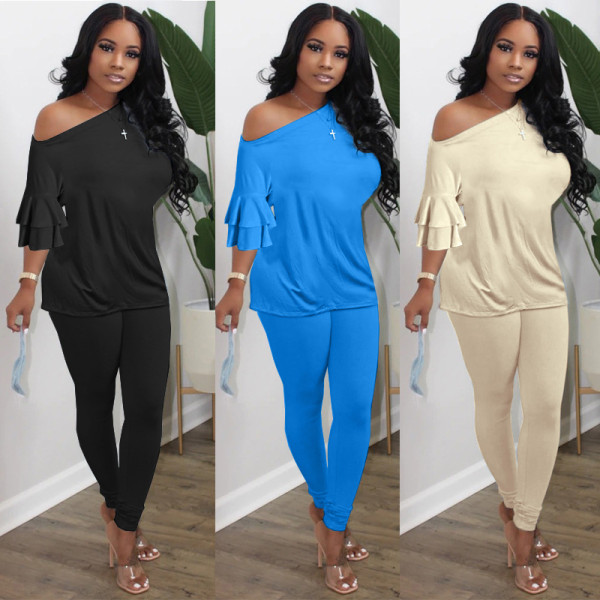 Women's flared sleeve loose suit XY8056