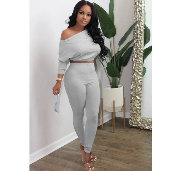 Sexy fashion casual oblique collar strapless high waist suit XY8027