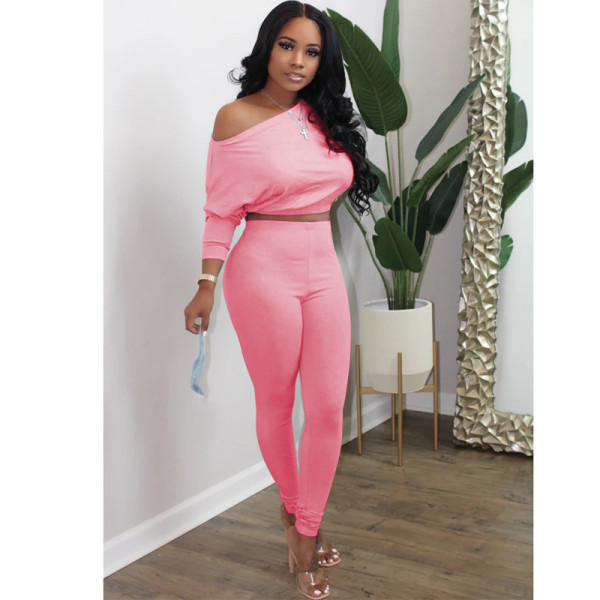Sexy fashion casual oblique collar strapless high waist suit XY8027