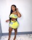 Fashion sexy pit strip print short skirt wrapped chest set two-piece suit D8045