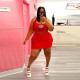 Women's printed sleeveless halterneck sports two-piece short skirt suit Q77232