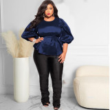 Lace-up Lantern Sleeve Casual Fashion Ladies' Top F092