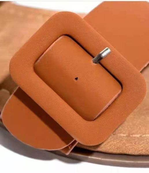 Casual summer women's shoes large size big buckle solid color soft sole comfortable one-foot sandals and slippers HWJ461