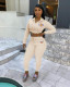 Women's autumn and winter hooded zipper print short sleeve shorts two-piece suit L6028