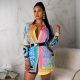 New POLO Collar Multicolor Palace Positioning Printed Shirt All-match Top p8224