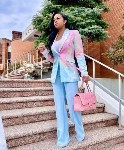 Fashion tie-dye printed button blazer A5272