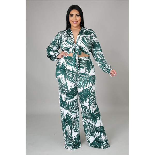 Plus size women's fat lady suit tie-dye two-piece suit N349